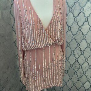 Lover and Friends "Poppy" mini blush pink sequined dress